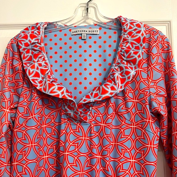 Gretchen Scott 3/4 Sleeve Ruffle Neck Dress - Picture 3 of 5